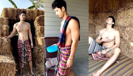 โรม ภานุพงศ์ นายแบบผ้าขาวม้า เงี่ยนแต่เช้าชักว่าวโชว์น้ำแตกในกระท่อมกองฟาง