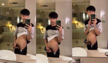 ต้าวเจ๋งวัยรุ่นเกย์ไทยดาวtiktok ส่องกระจกแล้วเงี่ยนเลยถ่ายคลิปโชว์ชักว่าวในห้องน้ำโรงแรมโพสต์ลงOnlyfans